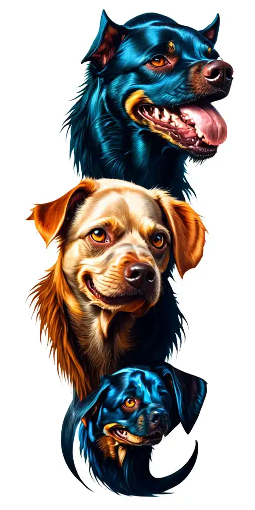 cerber dog has 3 heads tattoo design idea