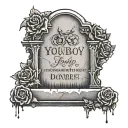 YoungBoy gravestone engraved with name dad tattoo design idea