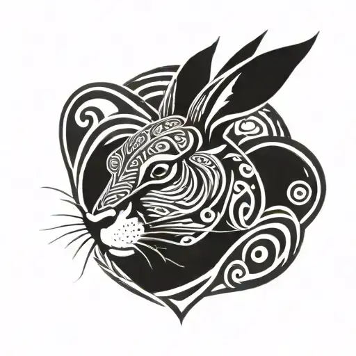 hare viking tribal tattoo design idea