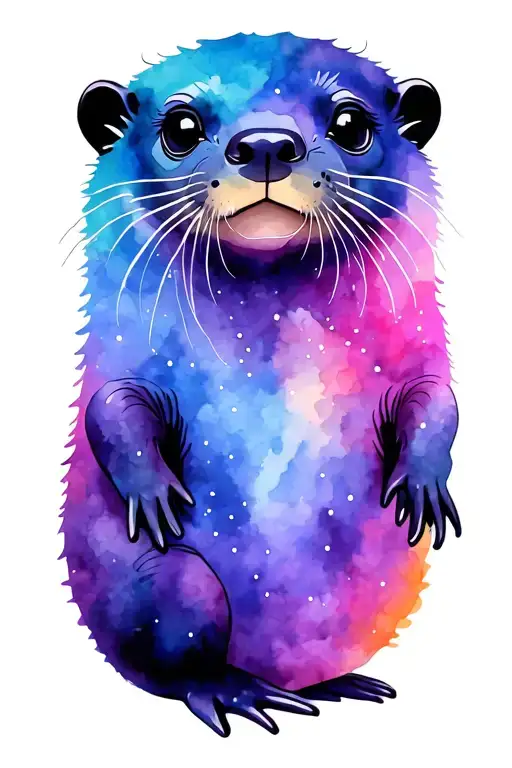 colourful rainbow otter tattoo design idea