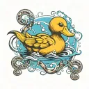rubber duck with dna double helix tattoo design idea