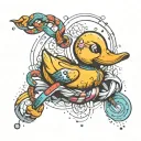 rubber duck with dna double helix tattoo design idea