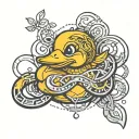 rubber duck with dna double helix tattoo design idea