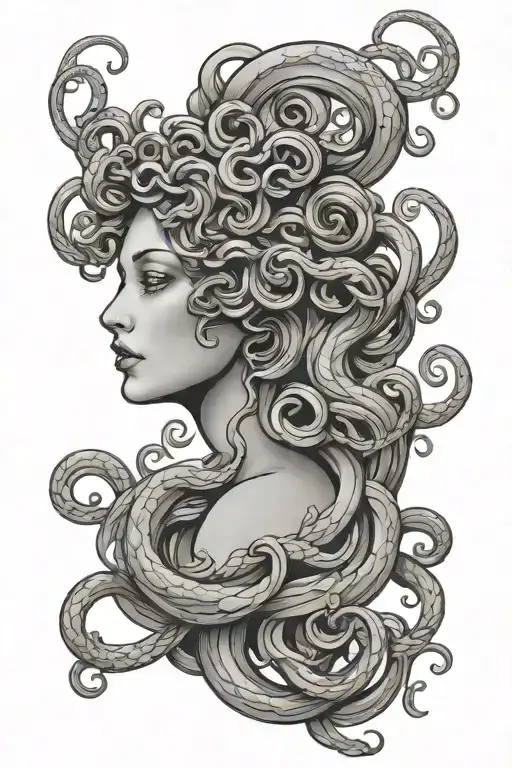 art nouveau medusa tattoo design idea