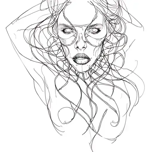 BDSM silhouette lines choke tattoo design idea