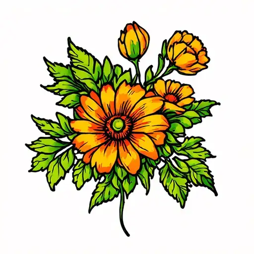 garter band flowers tattoo design idea