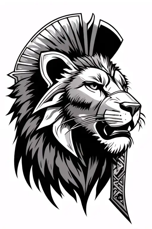 spartan head coliseum lion full arm sleeve tattoo design tattoo design idea