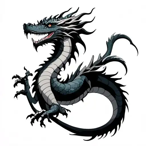 dragon with fading color outline tattoo tattoo design idea