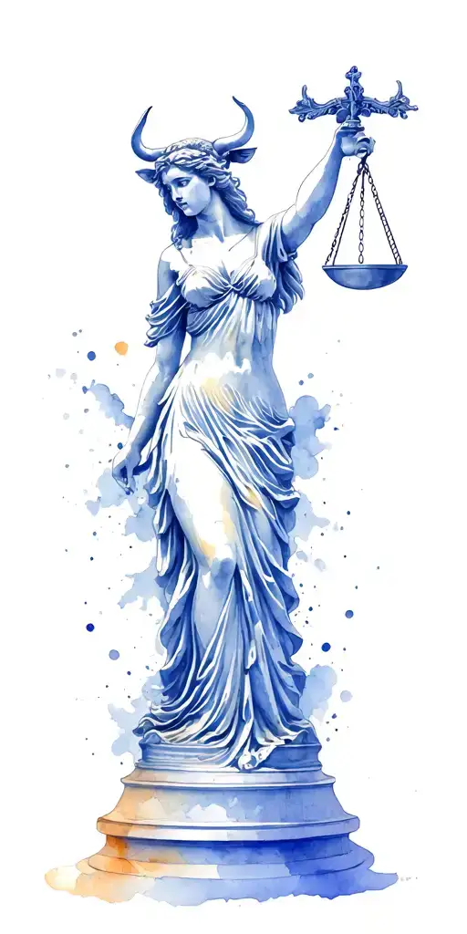 taurus lady justice father time piece tattoo design idea