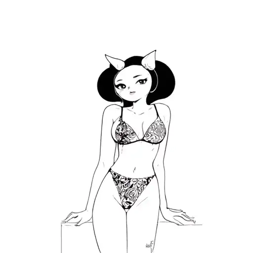 Sexy kuromi in swimsuit tattoo design idea