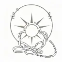 broken chains with a sun behind them tattoo design idea