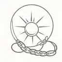 broken chains with a sun behind them tattoo design idea