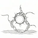 broken chains with a sun behind them tattoo design idea