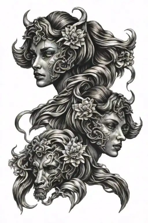 gemini zodiac sign tattoo design idea