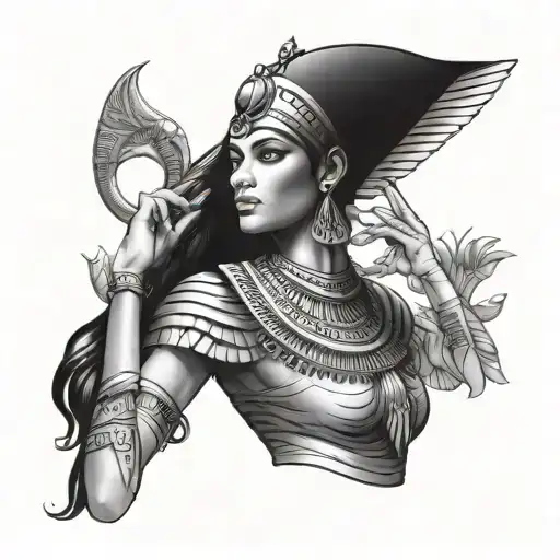 black women cleopatra queen of egypt tattoo design idea