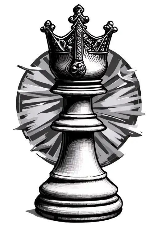 King Chess Piece with chess board filler light shining tattoo design idea