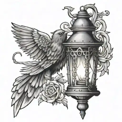 nightingale lantern shining on grim tattoo design idea