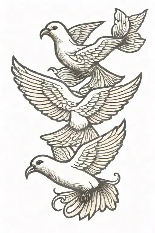 3 doves flying tattoo design idea