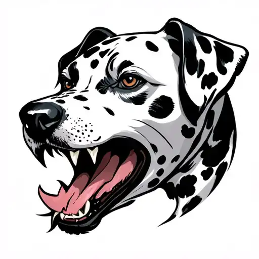 angry snarling dalmation dog tattoo design idea