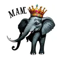ELEPHANT CROWN WITH NAME tattoo design idea