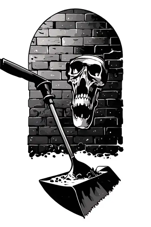 bricks and trowel digging into rich tattoo design idea
