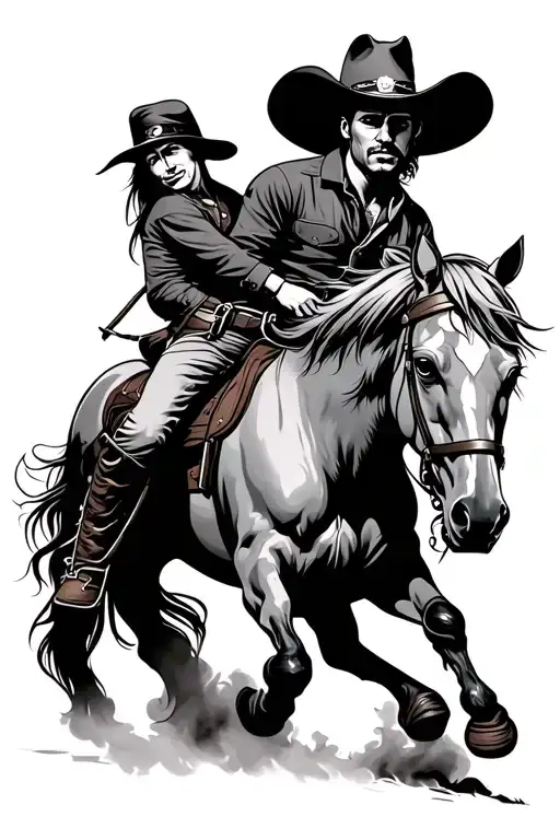 western cowboy on a horse  tattoo design idea