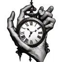 two hands and clock tattoo design idea