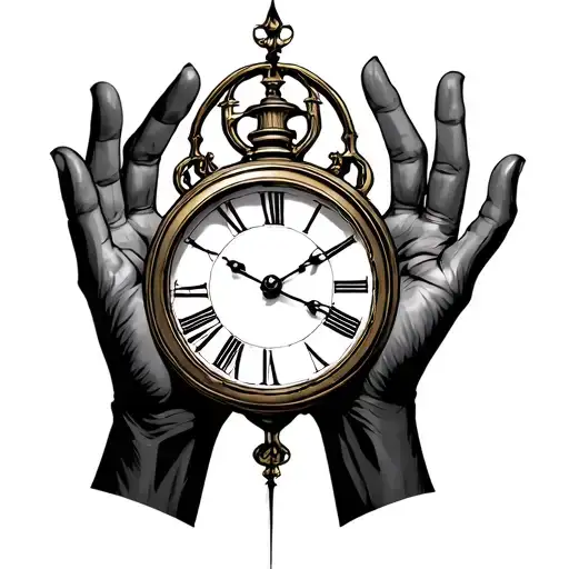 two hands and clock tattoo design idea
