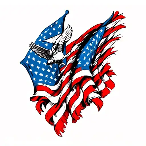 American flag intertwined with Air Force  tattoo design idea