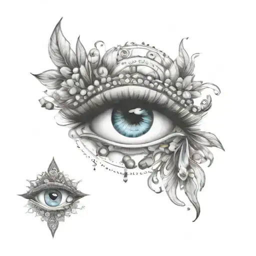 gypsy eye with gems tattoo design idea