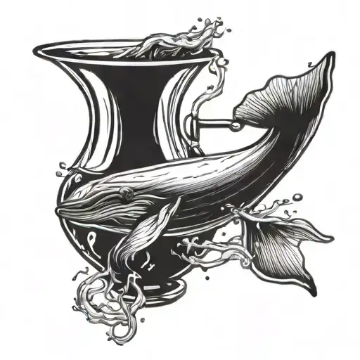 humpback whale swimming in a chemex coffee maker tattoo design idea