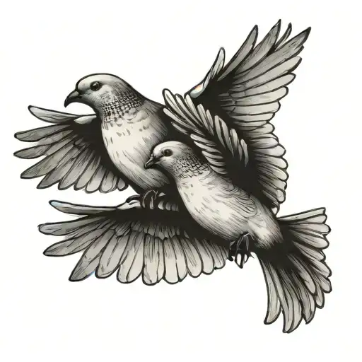 2 doves on forarm flying towards eachother no background  tattoo design idea