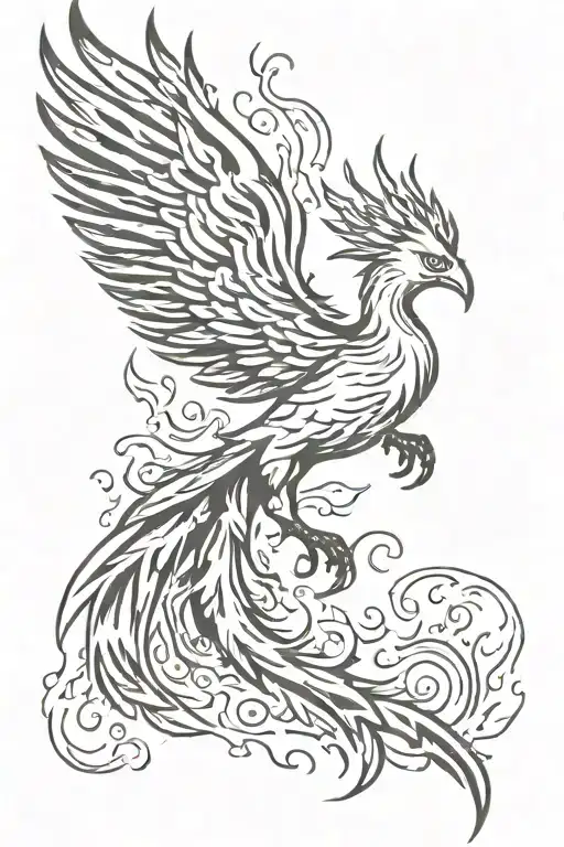 phoenix rising from flames tattoo design idea
