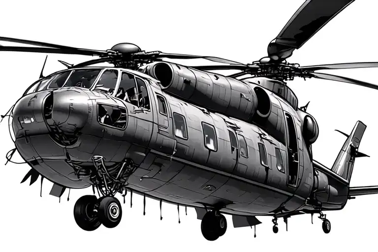 helicopter flying tattoo design idea