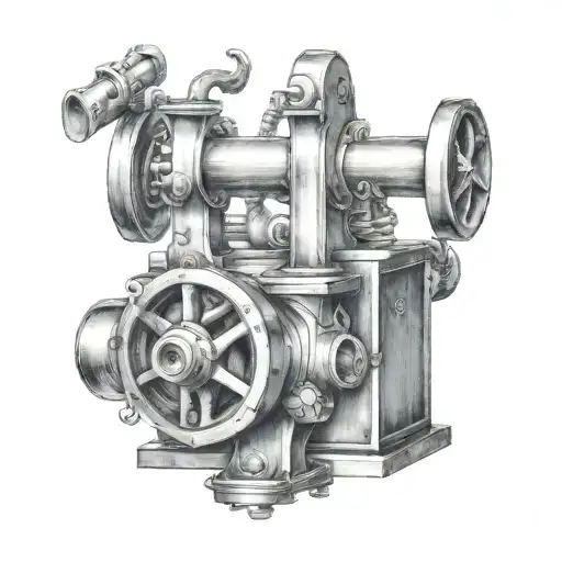 meat grinder with with sausages coming out tattoo design idea