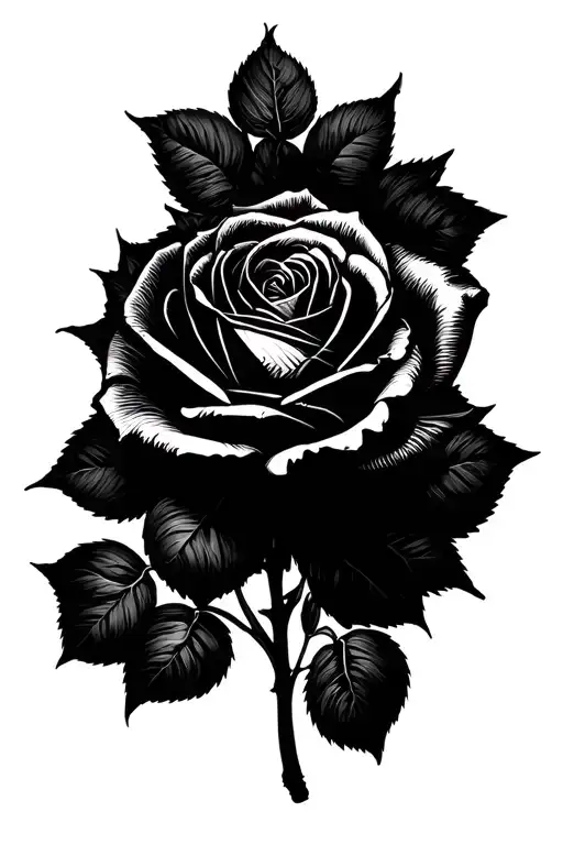 Rose and the backwork tattoo design idea