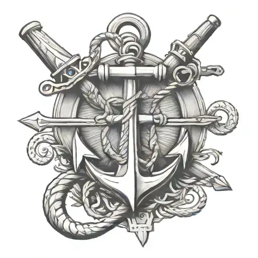 Crossed Cannons Navy anchor tattoo design idea