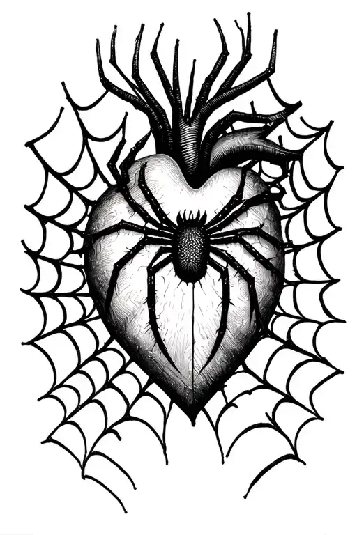 Spider Web in heart tattoo design idea