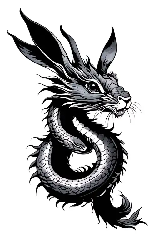 Chinese zodiac dragon snake rabbit tattoo design idea