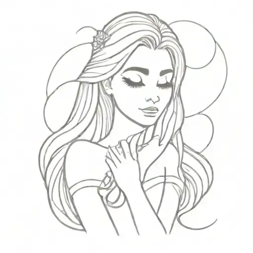 rapunzel themed with finger print heart tattoo design idea