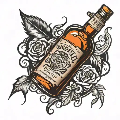 broken whiskey bottle tattoo design idea