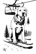 mountain skiing compass Labrador retriever dates trees chairlift  tattoo design idea