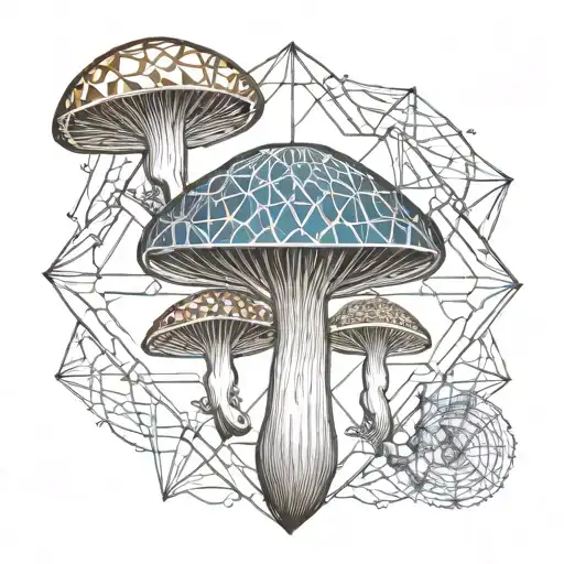 mushroom with sacred geometry  tattoo design idea