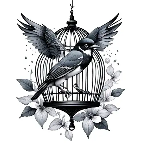 open cage bird for inner wrist woman tattoo design idea