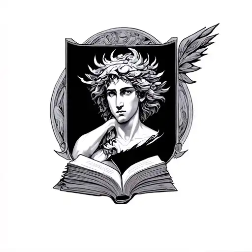 Achilles also incorporating Gemini and book lovers tattoo design idea
