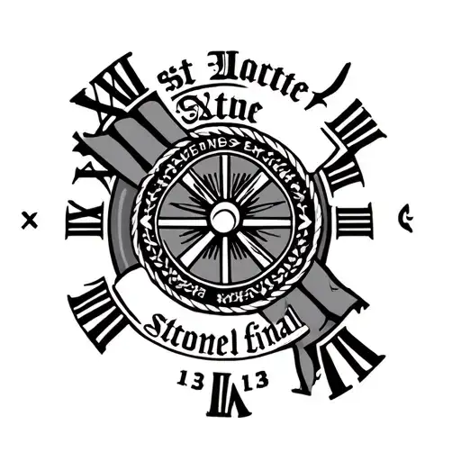 West Ham European final date in Roman numerals, reformed stone island badge tattoo design idea