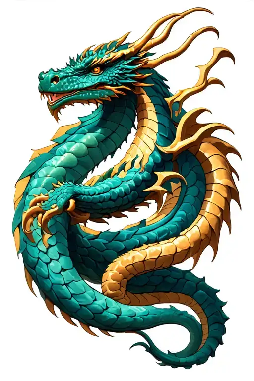 3 headed greek hydra dragon with twisted body  tattoo design idea