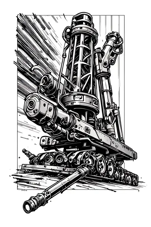 drill rig tattoo design idea