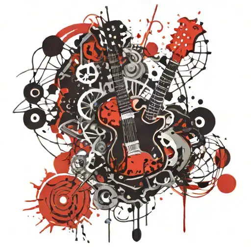 rock n roll symbol combined tattoo design idea