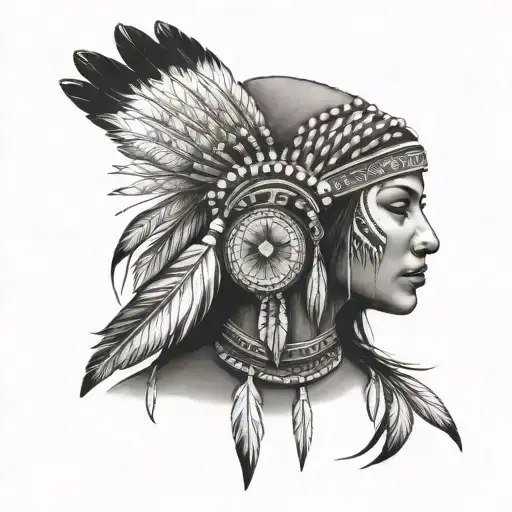 native american woman tattoo design idea